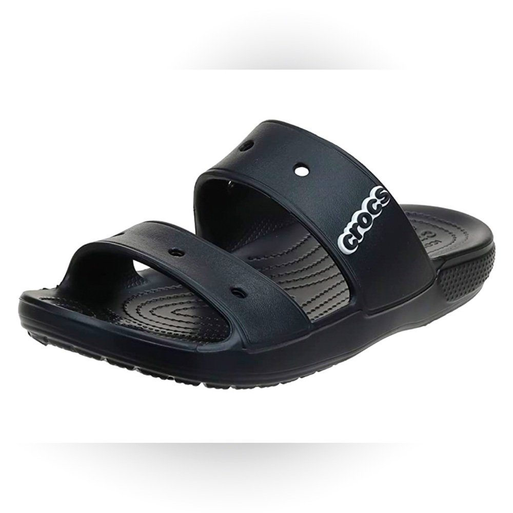 CROCS Unisex Classic Black Two-Strap Slide Sandals (Women’s Sz 8/ Men’s Sz 6)